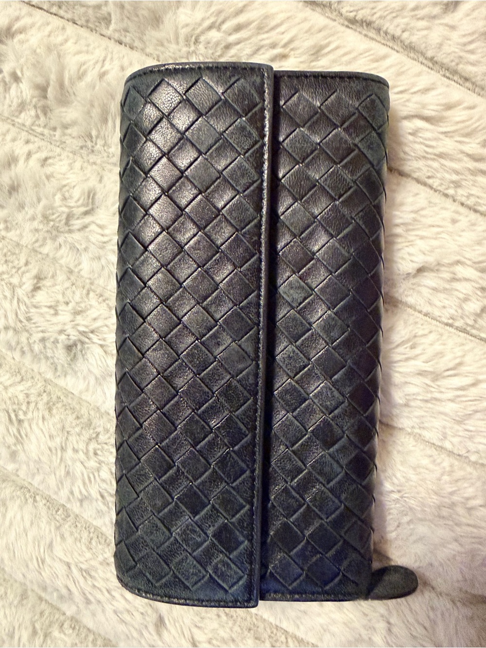 Bottega Veneta Black Intrecciato Woven Leather Wallet